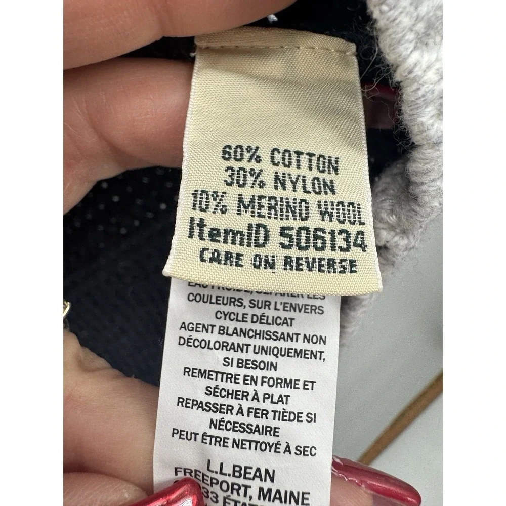 VTG 90s LL Bean Merino Wool Cotton Chunky Knit Sweater Medium Fisherman Preppy